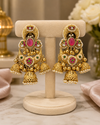 Regal Polki and Ruby Kundan Chandbali Jhumka Earrings