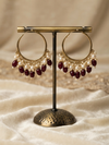 Elegant Gold-Plated Hoop Earrings with White Pearls and Beaded Drops