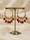 Elegant Gold-Plated Hoop Earrings with White Pearls and Beaded Drops