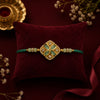 Premium Floral Stone Rakhi with Crystal Detailing & Silk Thread