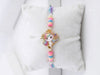 Magical Crowned Unicorn Designer Lumba Rakhi with Pastel Beads and Multicolored Thread