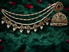 Royal Antique Gold-Finish Pearl Matt-Look Jhumka with Hair Chain (Sahara)