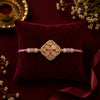 Premium Floral Stone Rakhi with Crystal Detailing & Silk Thread