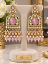 Regal Aqua-Blue, Green,Pink,White  Chandelier Drop Earrings with Intricate Gold Detailing