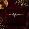 Premium Feather Design Stone Studded Rakhi with Crystal Border