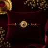 Premium Vintage Crystal Rakhi with Blue Gemstone