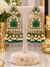 Regal Aqua-Blue, Green,Pink,White  Chandelier Drop Earrings with Intricate Gold Detailing