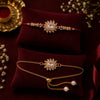 Premium Sunburst Crystal Rakhi & Lumba Set