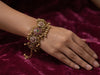 Antique Gold-Plated Ruby & Emerald Stone Bracelet