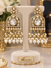 Regal Aqua-Blue, Green,Pink,White  Chandelier Drop Earrings with Intricate Gold Detailing