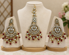 Traditional Kundan Chandbali Earrings and Matching Maang Tikka Set (Maroon)