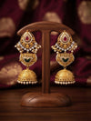 Ethnic Heritage Temple Design Long Jhumkas with Multi-Stone Accents