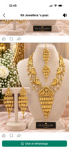 Royal Peacock Bridal Gold Plated Necklace Set with Matching Earrings and Maang Tikka