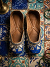 Royal Blue Triangular Mirror-Work Ethnic Juttis / Mojris