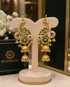 Regal Peacock Meenakari & Pearl Tiered Jhumka Earrings
