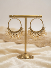 Elegant Gold-Plated Hoop Earrings with White Pearls and Beaded Drops