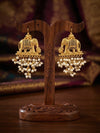 Traditional Temple-Style Gaja Earrings with Multi-Pearl Hangings