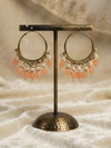 Elegant Gold-Plated Hoop Earrings with White Pearls and Beaded Drops