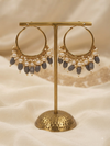 Elegant Gold-Plated Hoop Earrings with White Pearls and Beaded Drops