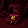 Traditional Gold Floral Ring with Emerald Green Stone