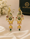 Regal Peacock Meenakari & Pearl Tiered Jhumka Earrings