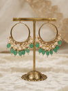 Elegant Gold-Plated Hoop Earrings with White Pearls and Beaded Drops