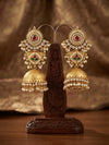 Ethnic Heritage Temple Design Jhumkas with Multi-Stone Embellishments