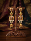 Traditional Antique Gold-Plated Long Jhumkas with Multi-Stone Embellishments