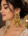 Regal Polki and Ruby Kundan Chandbali Jhumka Earrings