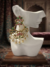 Regal Peacock Motif Kundan & Ruby-Emerald Chandbali Earrings
