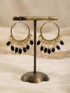 Elegant Gold-Plated Hoop Earrings with White Pearls and Beaded Drops