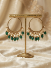 Elegant Gold-Plated Hoop Earrings with White Pearls and Beaded Drops