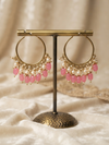 Elegant Gold-Plated Hoop Earrings with White Pearls and Beaded Drops