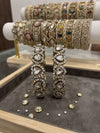 Antique Gold Kundan & Crystal Heart Bangle Set