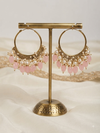 Elegant Gold-Plated Hoop Earrings with White Pearls and Beaded Drops