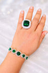 Emerald Green Adjustable Bracelet & Statement Ring Set