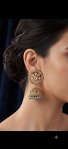 • Classic Kundan-Inspired Jhumka Earrings with Pearl Accents