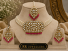 Royal Kundan & Pearl Choker Set with Maang Tikka (Pink Accent)