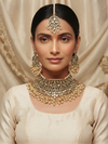 Elegant Kundan Necklace Set with Pearl Clusters and Maang Tikka