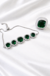 Emerald Green Adjustable Bracelet & Statement Ring Set