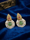 Regal Gold-Tone Studded Traditional Earrings with Gemstone Accent