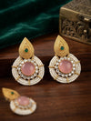 Regal Gold-Tone Studded Traditional Earrings with Gemstone Accent