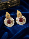 Regal Gold-Tone Studded Traditional Earrings with Gemstone Accent