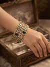 Antique Gold Multi-Stone & Pearl Kundan Bangle Set