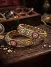 Antique Gold Multi-Color Beaded Kundan & Pearl Bangle Set