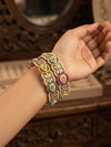 Antique Gold Multi-Color Beaded Kundan & Pearl Bangle Set
